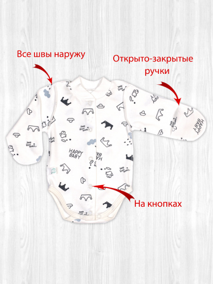 Боди для маловесных новорожденных Крошка счастье/голубой