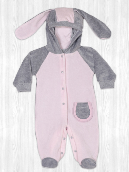 Комбинезон "Кроха" меланжевый/розовый