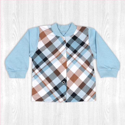 Кофта для новорожденного клетка/голубая