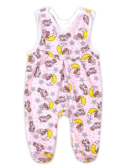 Ползунки длинные детские на кнопках Месяц/розовенький