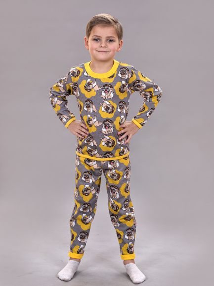 Пижама начес для мальчиков мопсы/шлемы