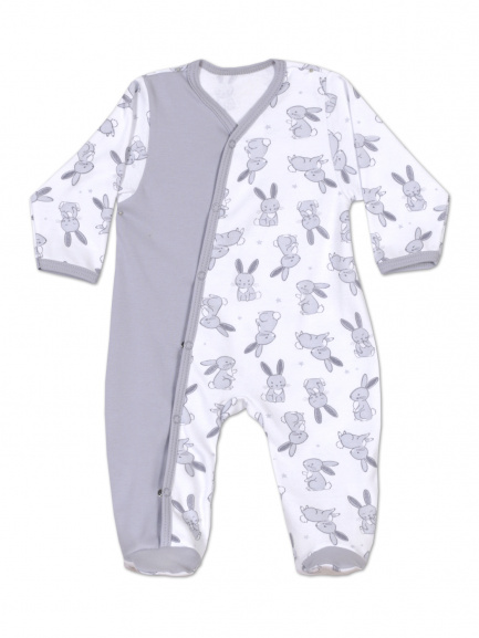 Комбинезон интерлок зайчики/серый