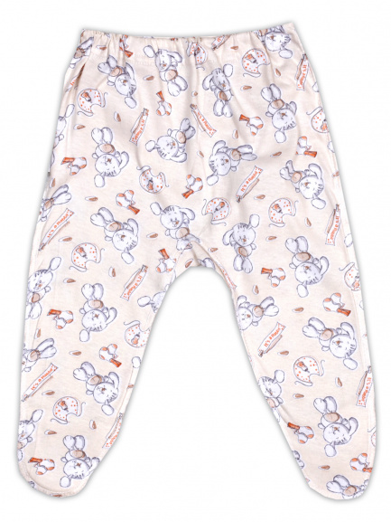 Ползунки детские на резинке кролики/кремовый