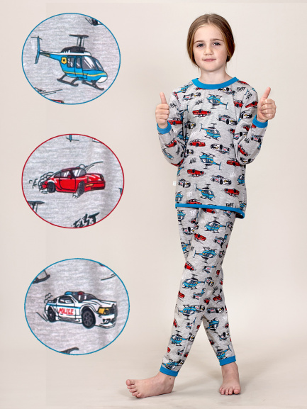 Пижама для детей полиция/бирюза