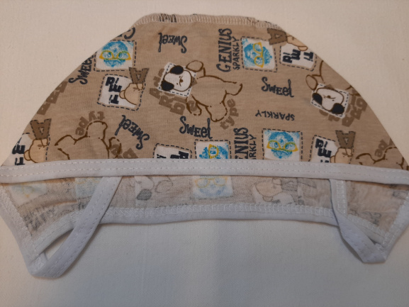 Чепчик детский трикотажный мишка в наушниках/бежевый