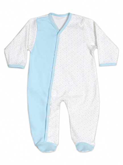 Комбинезон интерлок снежинки/голубой