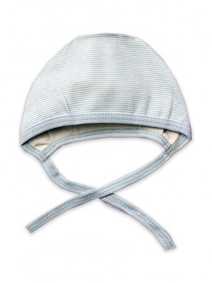 Чепчик интерлок полоска/голубой