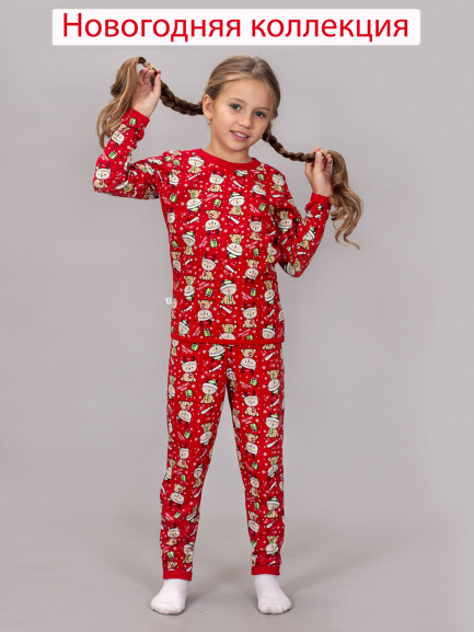 Пижама для детей олешки/красный