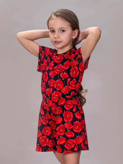 Пижама для девочки маки/синие