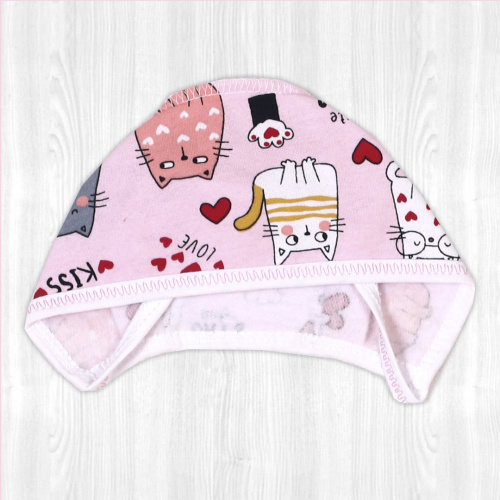 Чепчик ясельный котик/розовый