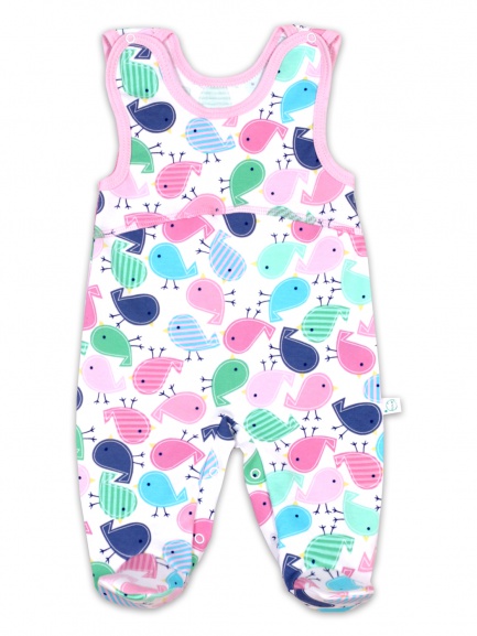 Ползунки детские на кнопках птички/розовый