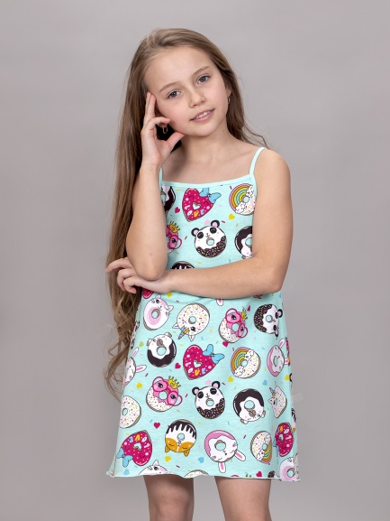 Ночная сорочка для девочки пончики/мята