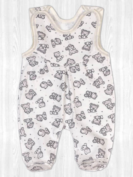 Ползунки длинные детские на кнопках мишки/экрю