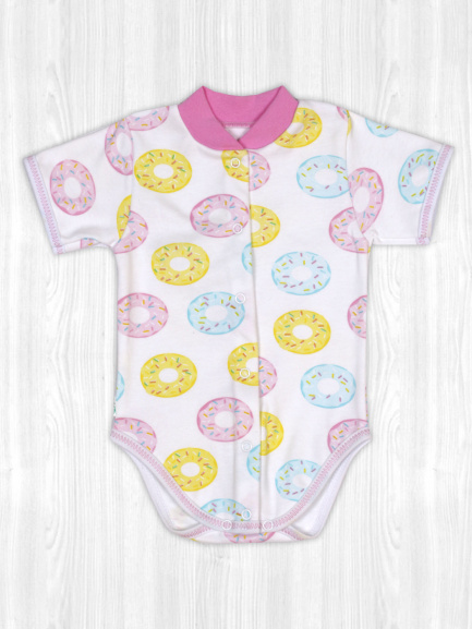 Боди для новорожденных пончики/белый