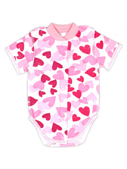 Боди для новорожденных сердце/розовый