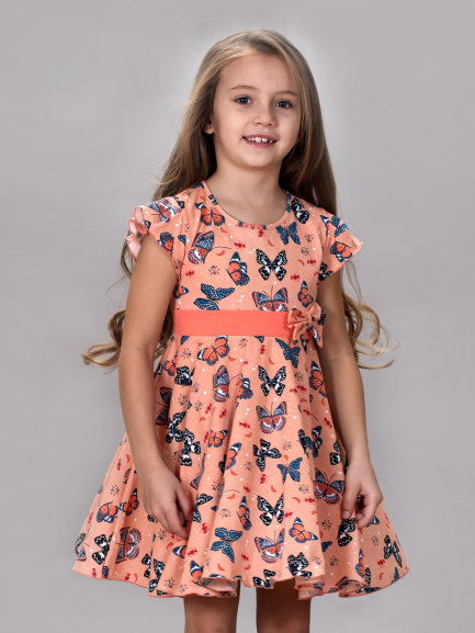 Платье детское бабочки/персиковый