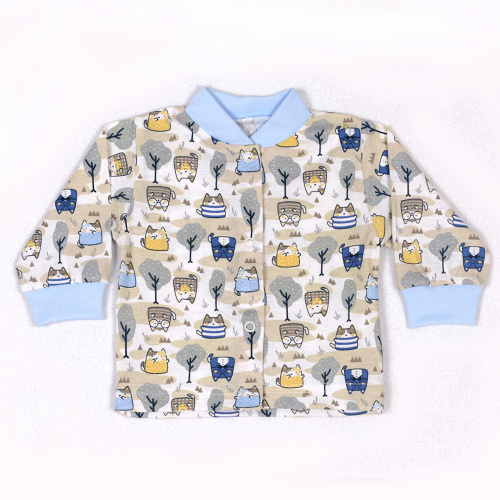 Кофта детская на кнопках мурзик/голубой