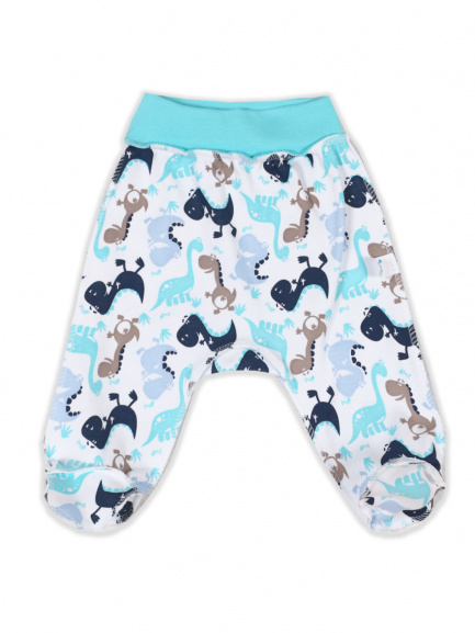 Ползунки детские Крошка на рибане дино/мята