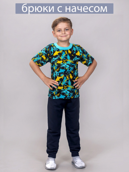 Брюки начес синий