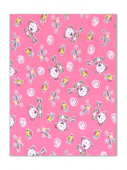 Пеленка трикотаж мишка на розовом