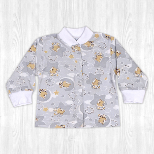 Кофта детская на кнопках мишка спит серый