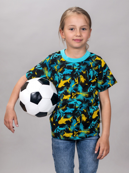 футболка цветная акулы/бирюза