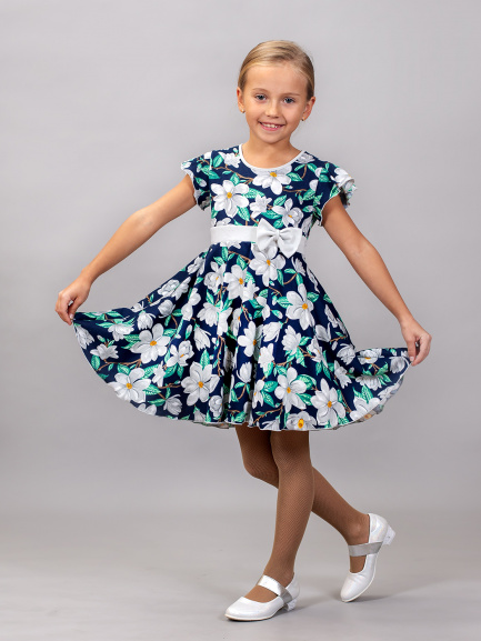 Платье детское лилии/серый