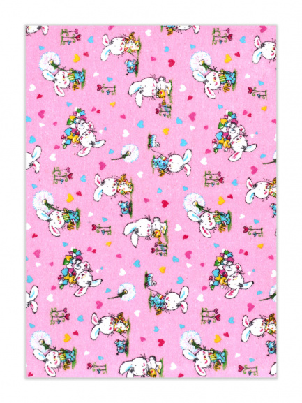 Пеленка фланель набивная зайчики на розовом