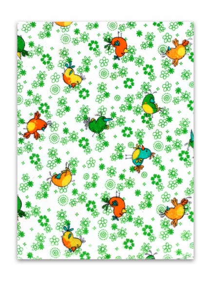 Пеленка фланель набивная птички/зел