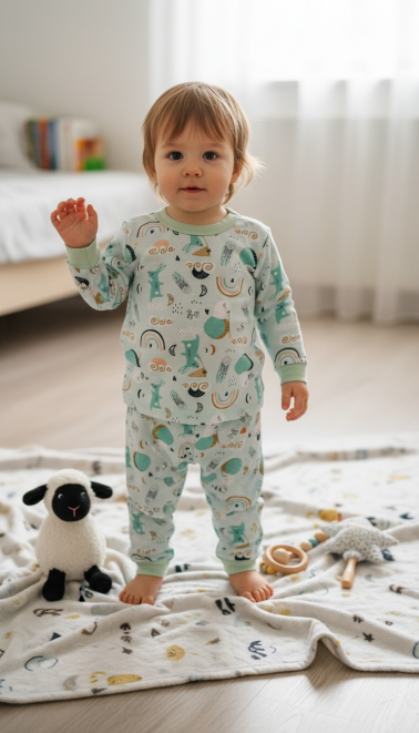 Пижама для детей ПЖТ-209 мятное/счастье