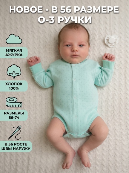 Боди М-7043 мятный/ажур