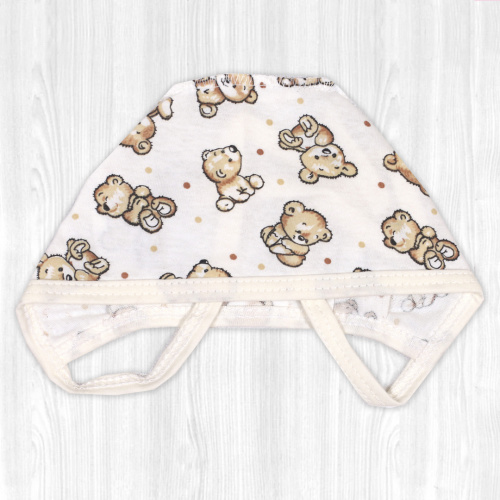 Чепчик детский трикотажный мишки/бежевый