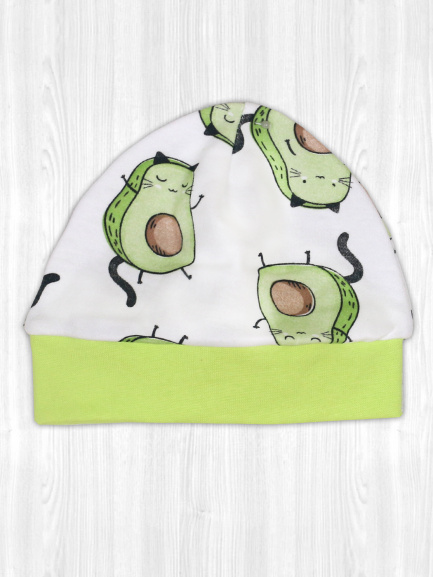 Шапочка детская кот/авокадо