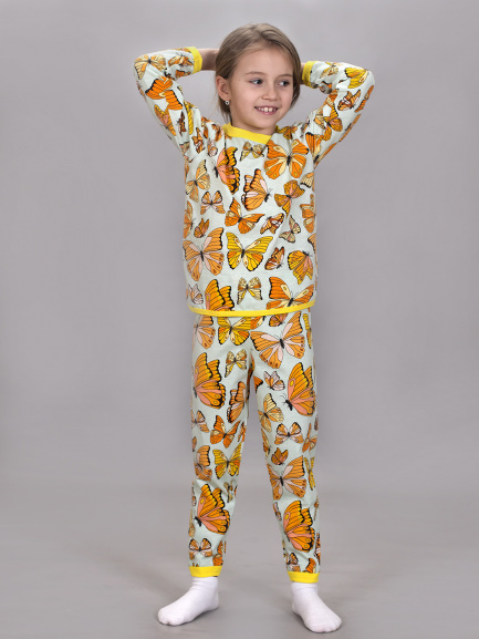 Пижама для детей бабочки/лимонный