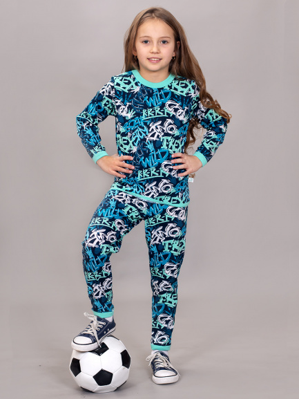 Пижама для детей граффити/ментол