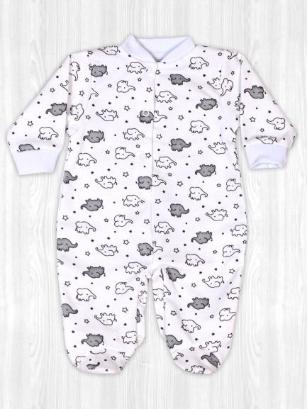 Комбинезон начес слоники/серый