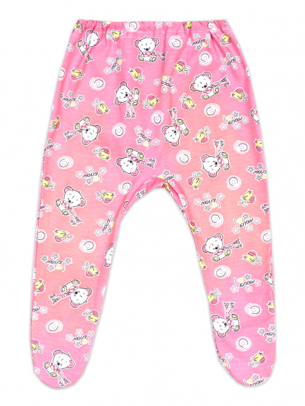 Ползунки детские на резинке мишка/розовый