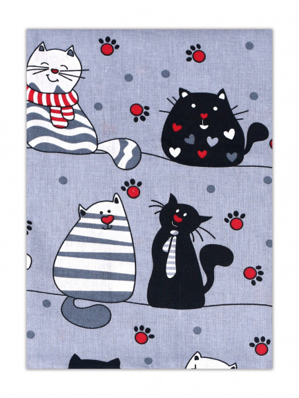 Наволочка 40*60см коты на сером