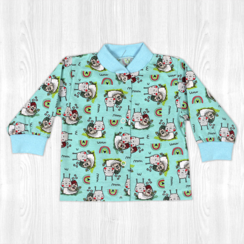 Кофта детская на кнопках улитка/изумруд