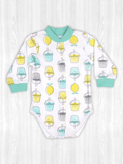 Боди для новорожденных стаканы/лазурный