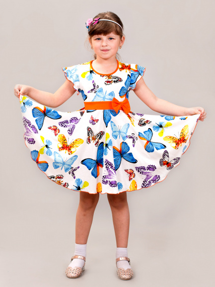 Платье детское бабочки/оранж