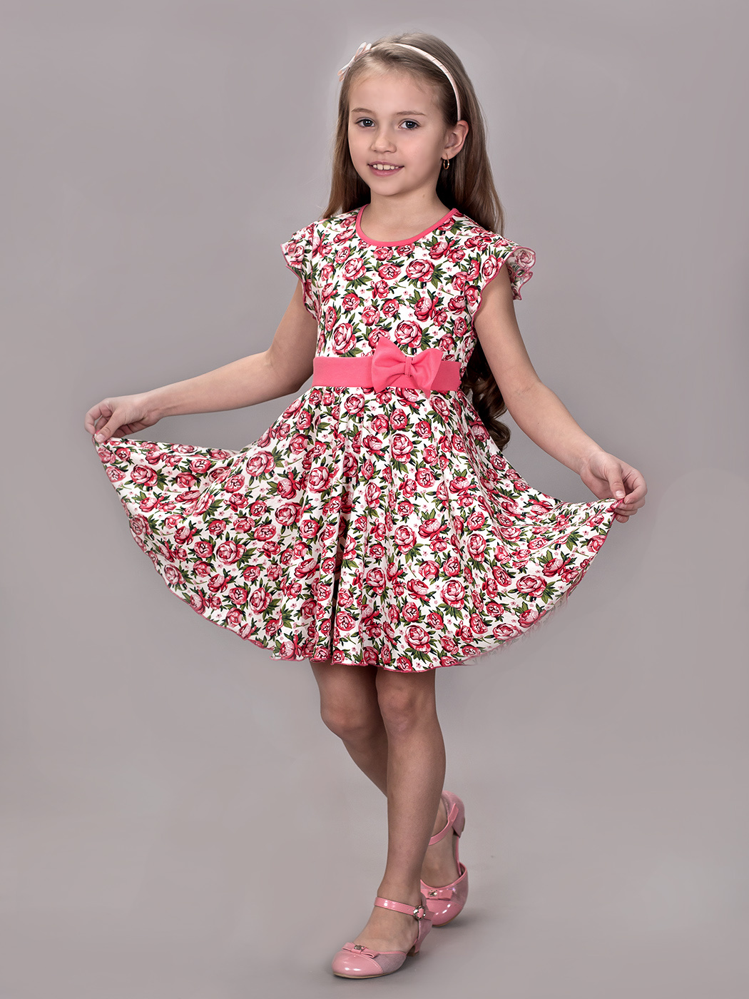 Легкое летнее платье для девочки М-4644 пионы/коралл - купить в Санкт ...