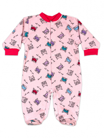 Комбинезон начес кошки/розовый