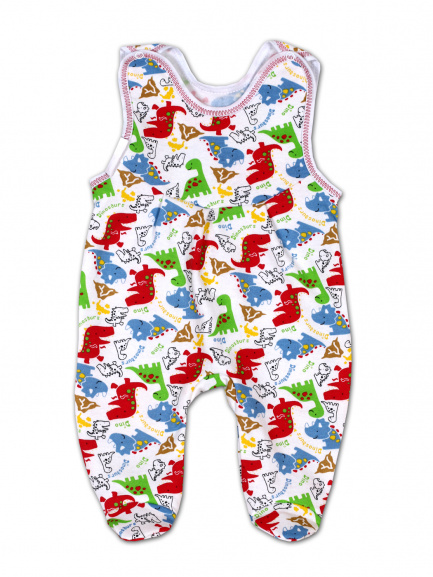 Ползунки длинные детские на кнопках Дино/красный